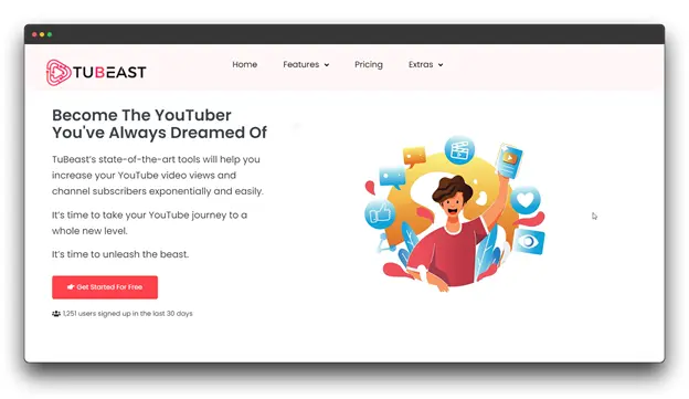 TubeBeast, a YouTube growth platform. Increase your YouTube video views and channel subscribers with powerful tools. Become the YouTuber you've always dreamed of. Sign up for free today.