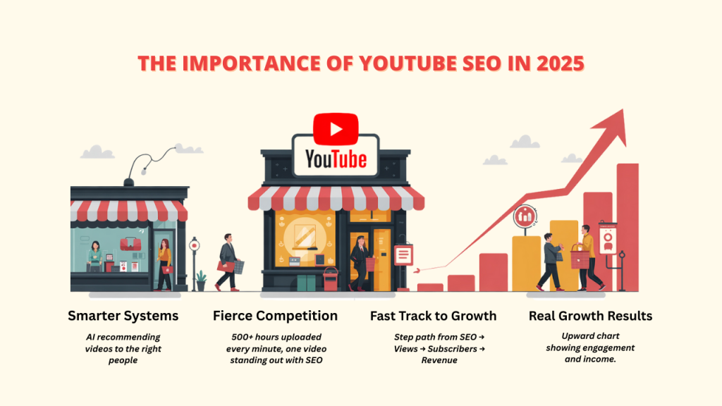 YouTube SEO growth process showing smarter systems, competition, fast-track growth, and real engagement results – SEO Tools for YouTube : SEO Tools.