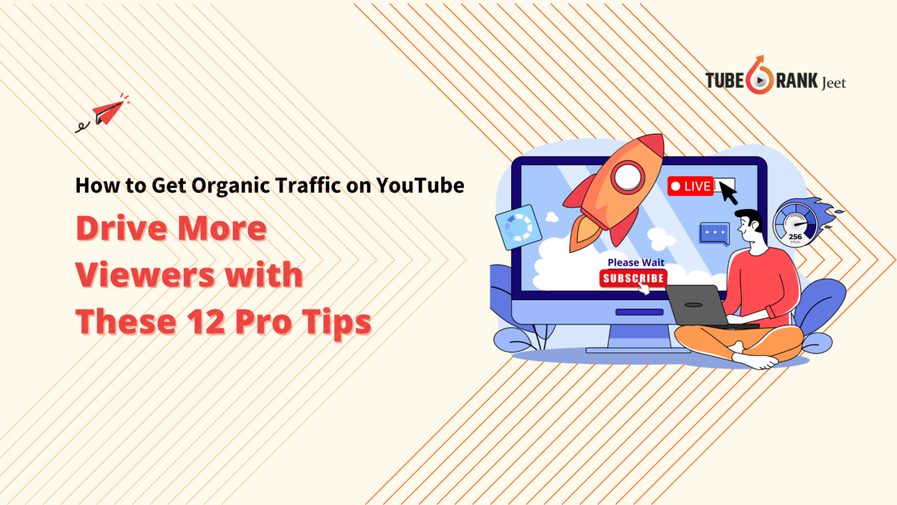 A person writing with a pen on a notebook, with a YouTube play button icon, representing the creation of high-quality content for increasing Organic Traffic on YouTube.